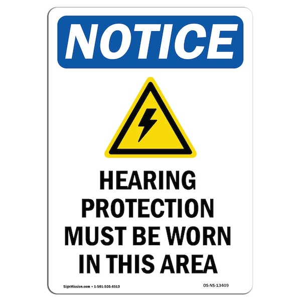 OSHA, Hearing Protection, 5in X 3.5in, 10PK, 3.5" W, 5" H, Portrait, PK10, OS-NS-D-35-V-13409-10PK